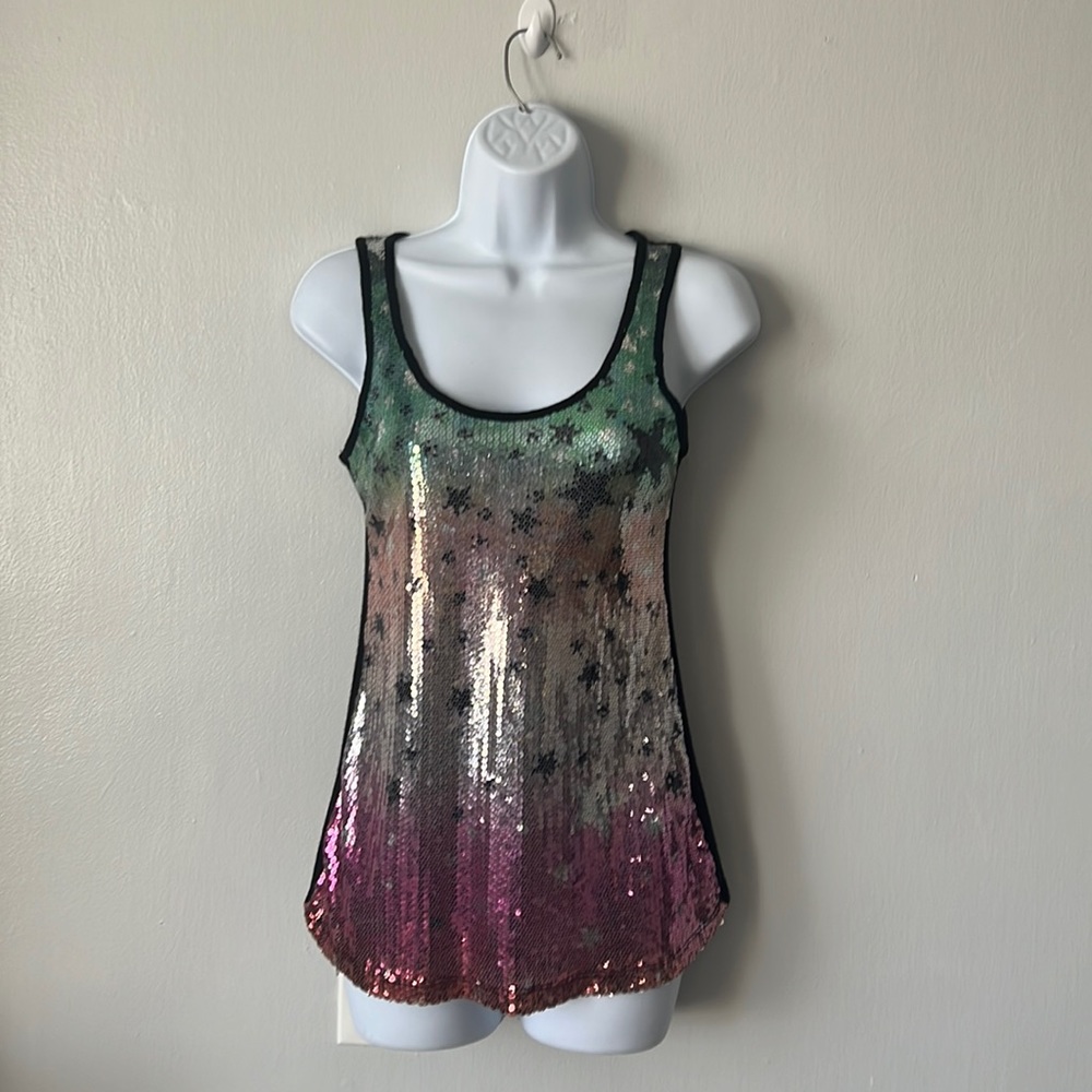 Glittery sequin stars tank top size XS